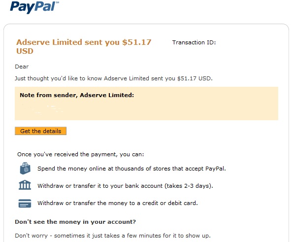 adserve payment proof