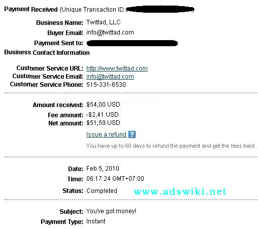 twittad payment