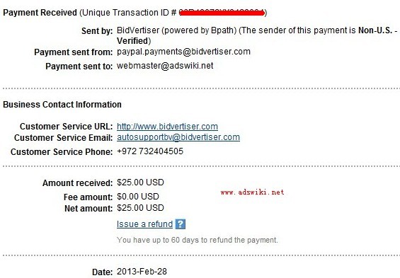 BidVertiser referral payment