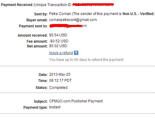 Referral payment from cpmgo via paypal