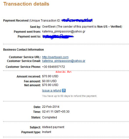 klixfeed payment proof