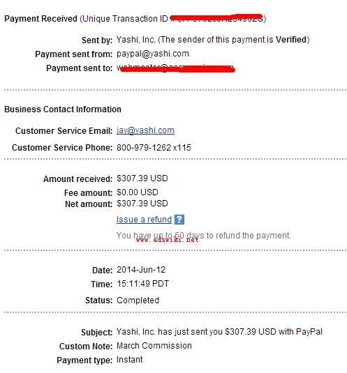 yashi payment proof