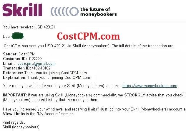 CostCpm Payment Proof